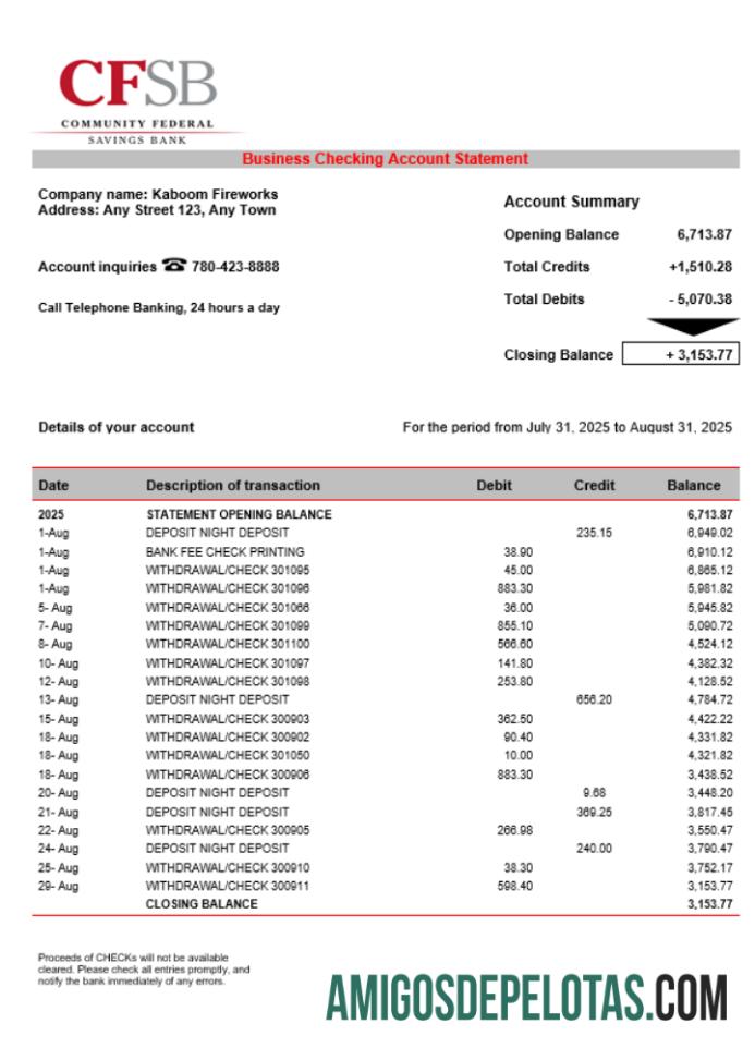 Declaração de empresa de negócios CFSB em formato Word e PDF